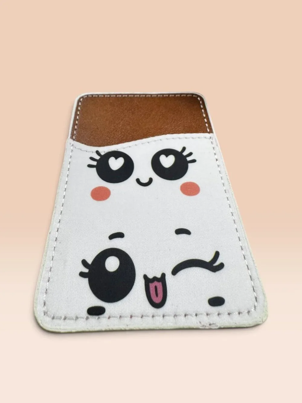 Kawaii Face Phone Card Holder Wallet,